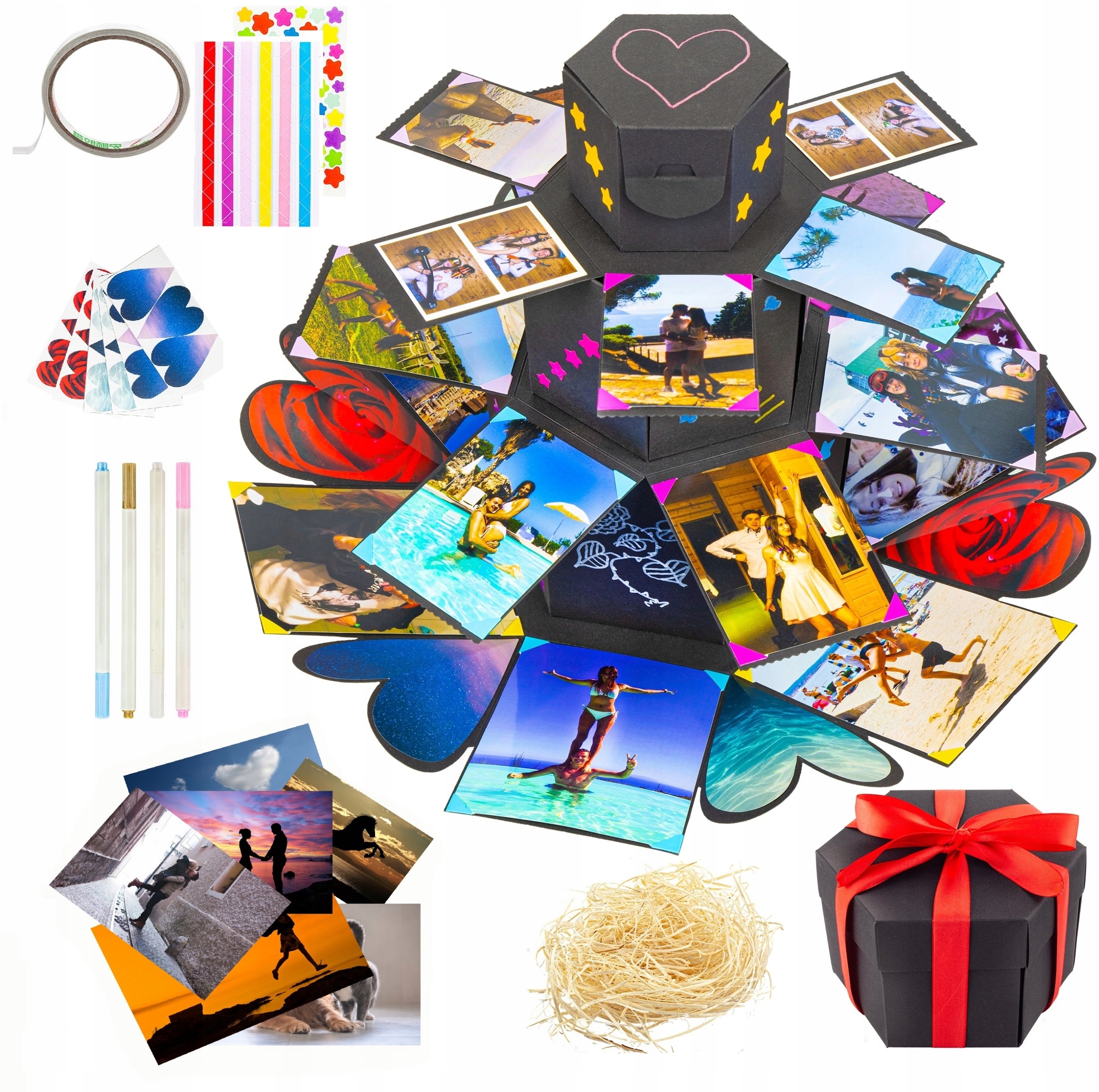 Vysoká Krabička Překvapení Výtisk 18 Fotografií