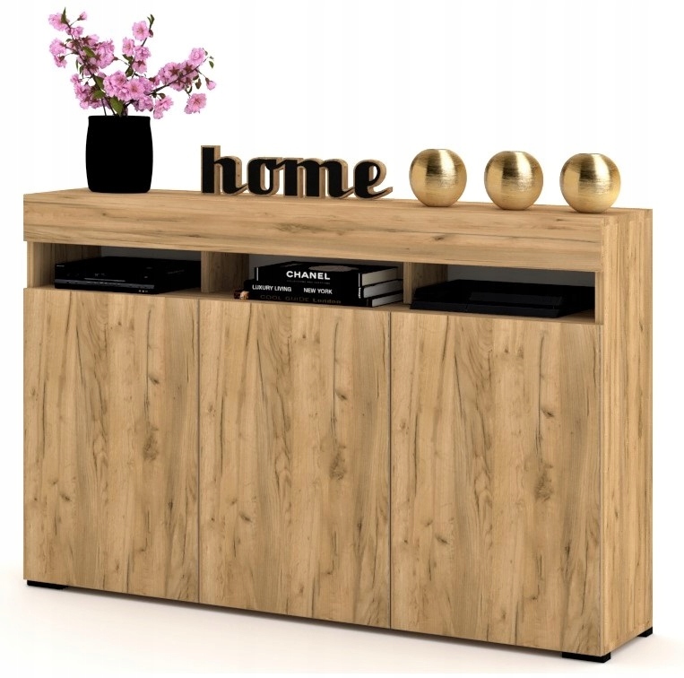 

Duża Komoda Szafka Witryna Luna 3D Dąb Złoty Craft