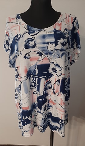 

Bluzka niebiesko różowe kwiatki roz. 4XL