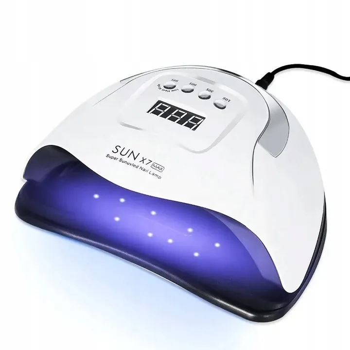 Lampa Do Paznokci Mocna Manicure Hybrydy Żele x7 Max Timer UV/LED 220W Zasilanie sieciowe