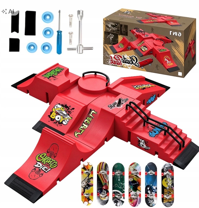 6 V 1 Fingerboard Rampa Sada Skatepark 6 Skateboard