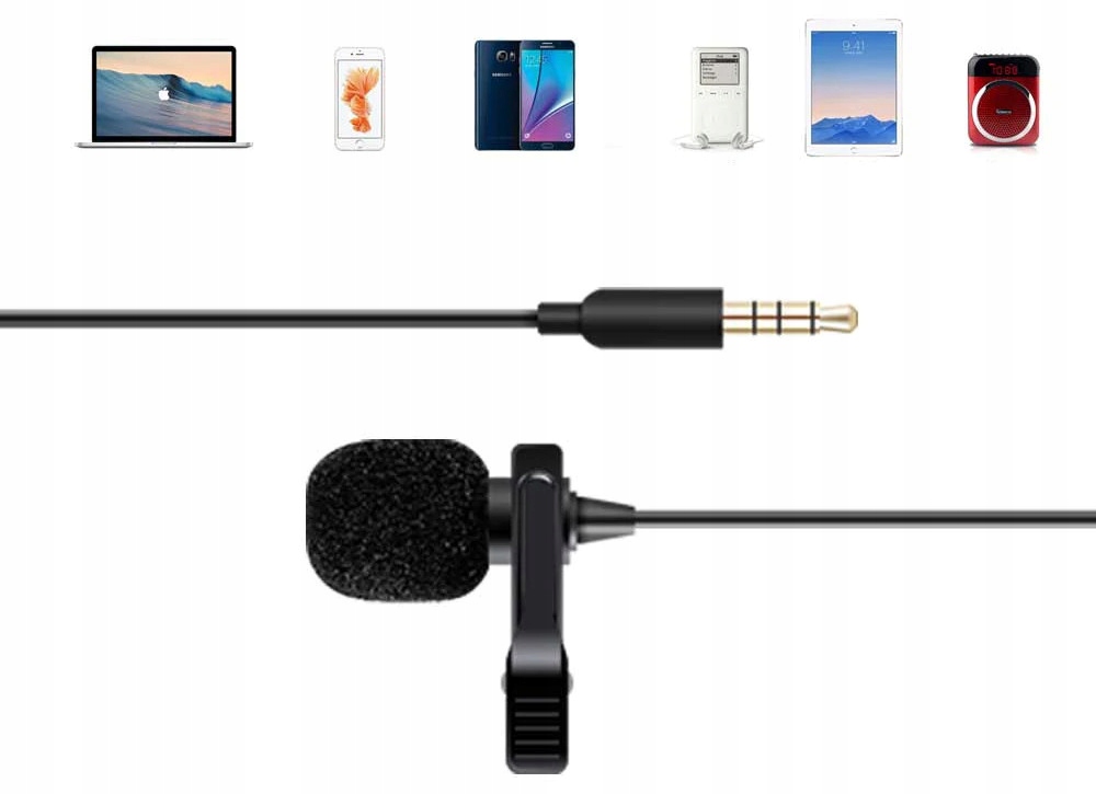 MOZOS LAVMIC1 mikrofon krawatowy do telefonu aparatu mini jack klips gąbka Waga produktu z opakowaniem jednostkowym 0.1 kg