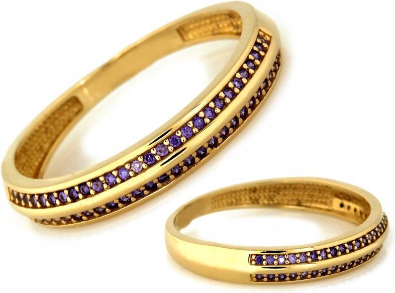 Prstýnek prsten ze zlata 585 s fialovými zirkony r11 14k dámský