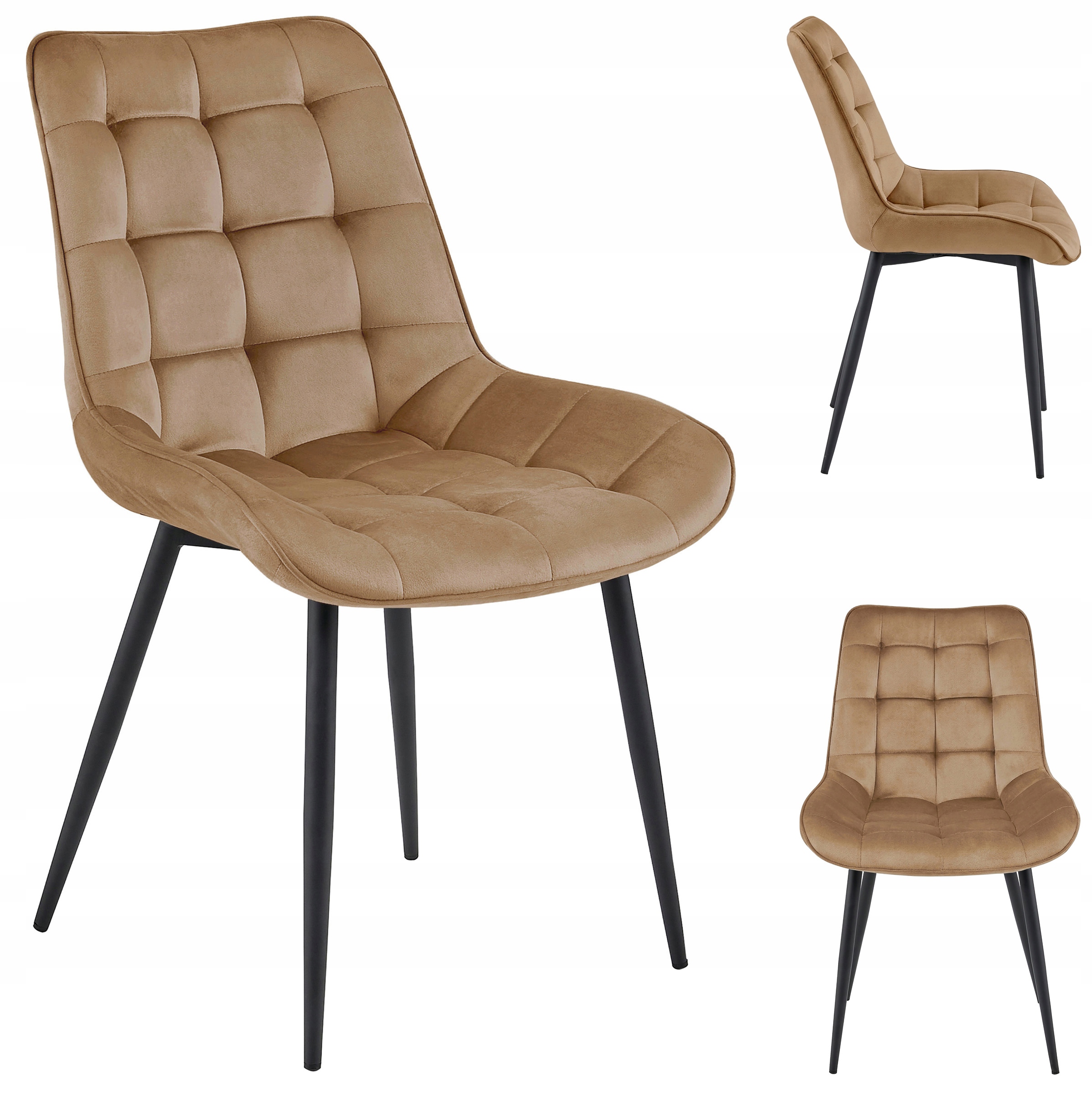 Krzesło Tapicerowane Welurowe Velvet Do Salonu Kuchni Jadalni Erba Brązowe