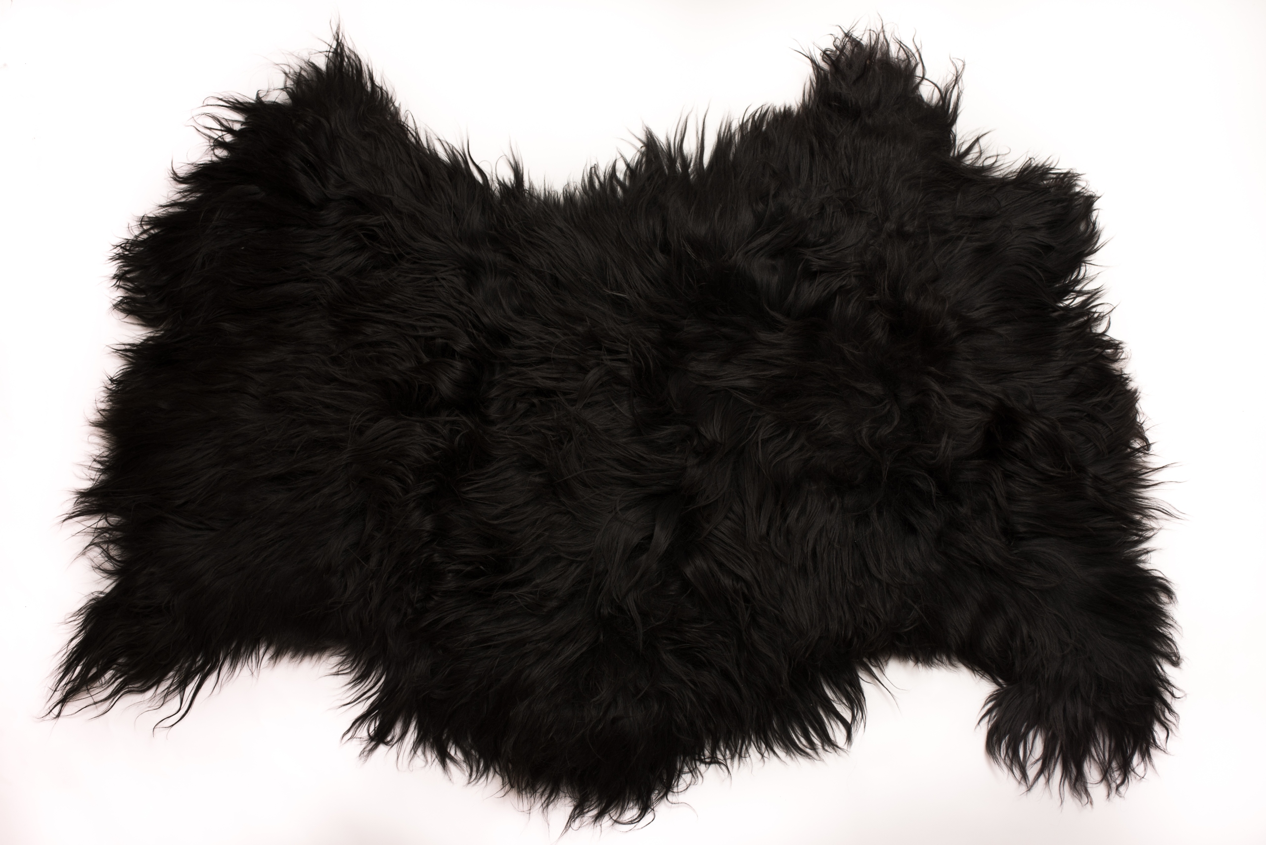 Eko Kožený koberec čierny Dlhý hustý vlas