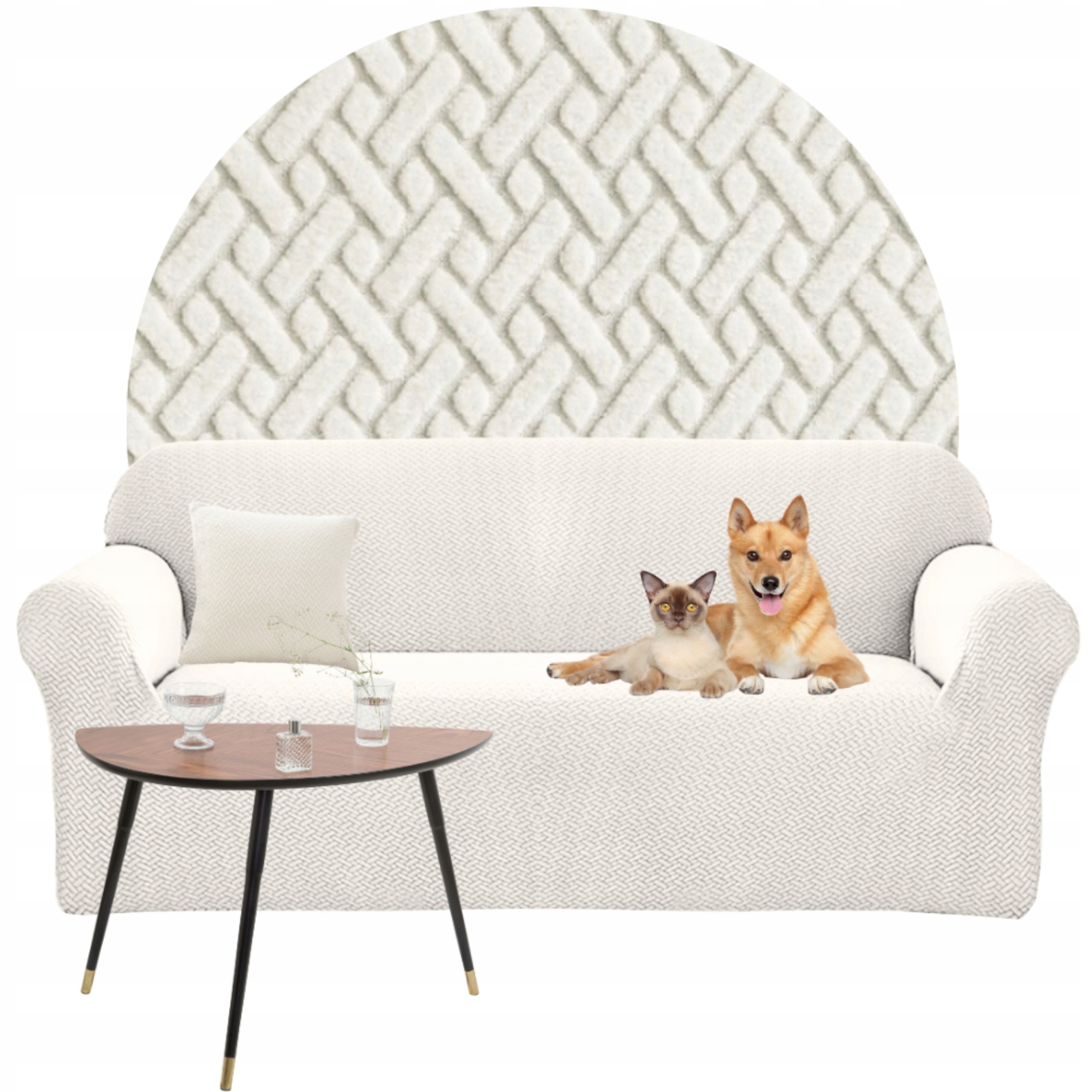 Potah Na Pohovku Rohový Elastický Žakár Jedle 235-300 Oeko Tex