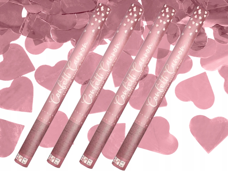 TUBY STRZELAJĄCE SERCA RÓŻOWE ZŁOTO ARMATKA WYSTRZAŁOWA SERDUSZKA ŚLUB 60cm EAN (GTIN) 5900779103405