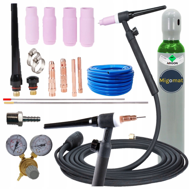 Uchwyt Tig Lift z zaworkiem do Migomatu Butla Pełna Argon Reduktor Wąż