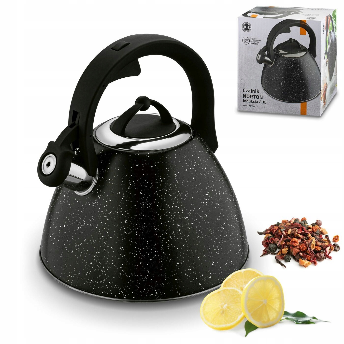 

Duży Czajnik Indukcja Gaz marmurkowy wzór Gwizdek