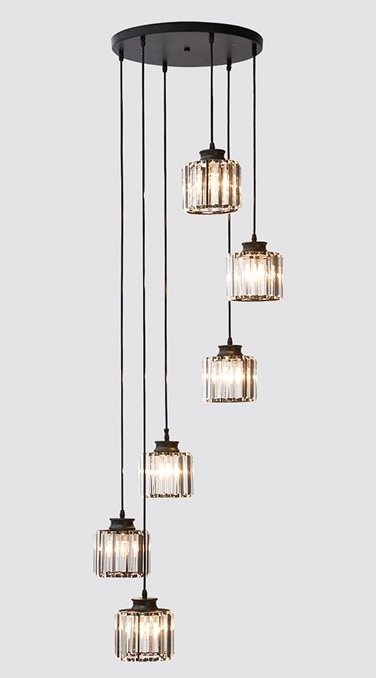 LAMPA WISZĄCA ANTRESOLA CZARNA 200CM DŁUGA 6 KLOSZ Kod producenta 2-1 (K6)