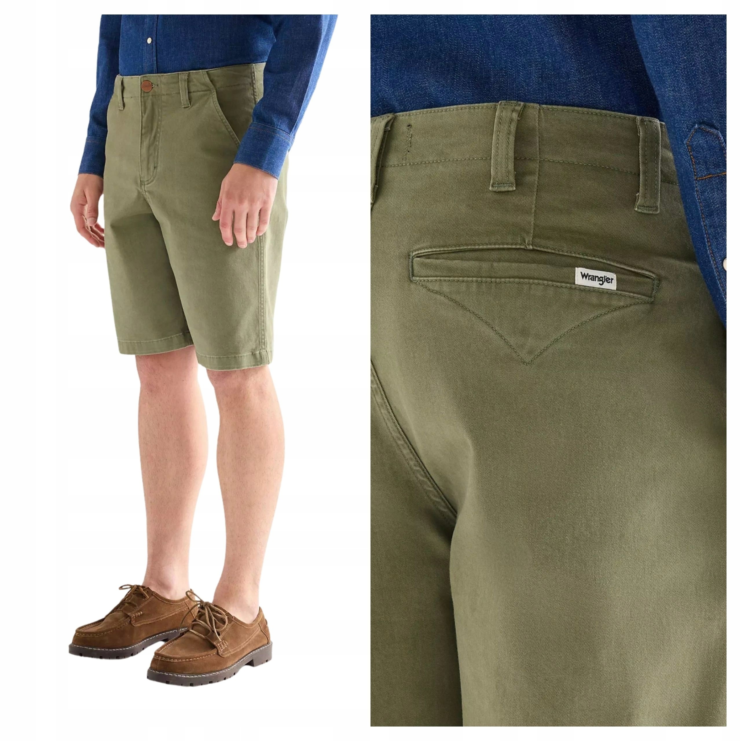 Pánské šortky Wrangler Chino Shorts Olivové Kraťasy Látkové W31