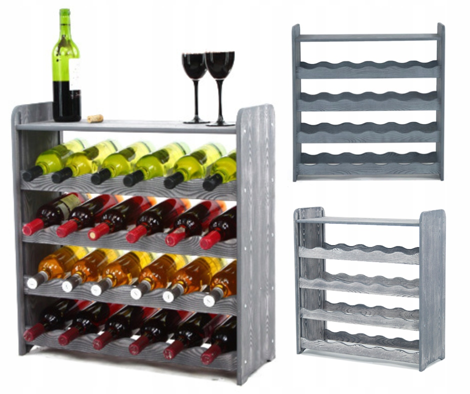 Regál na víno s poličkou, dřevěný stojan na víno, regál na lahve 24 bot Dekor