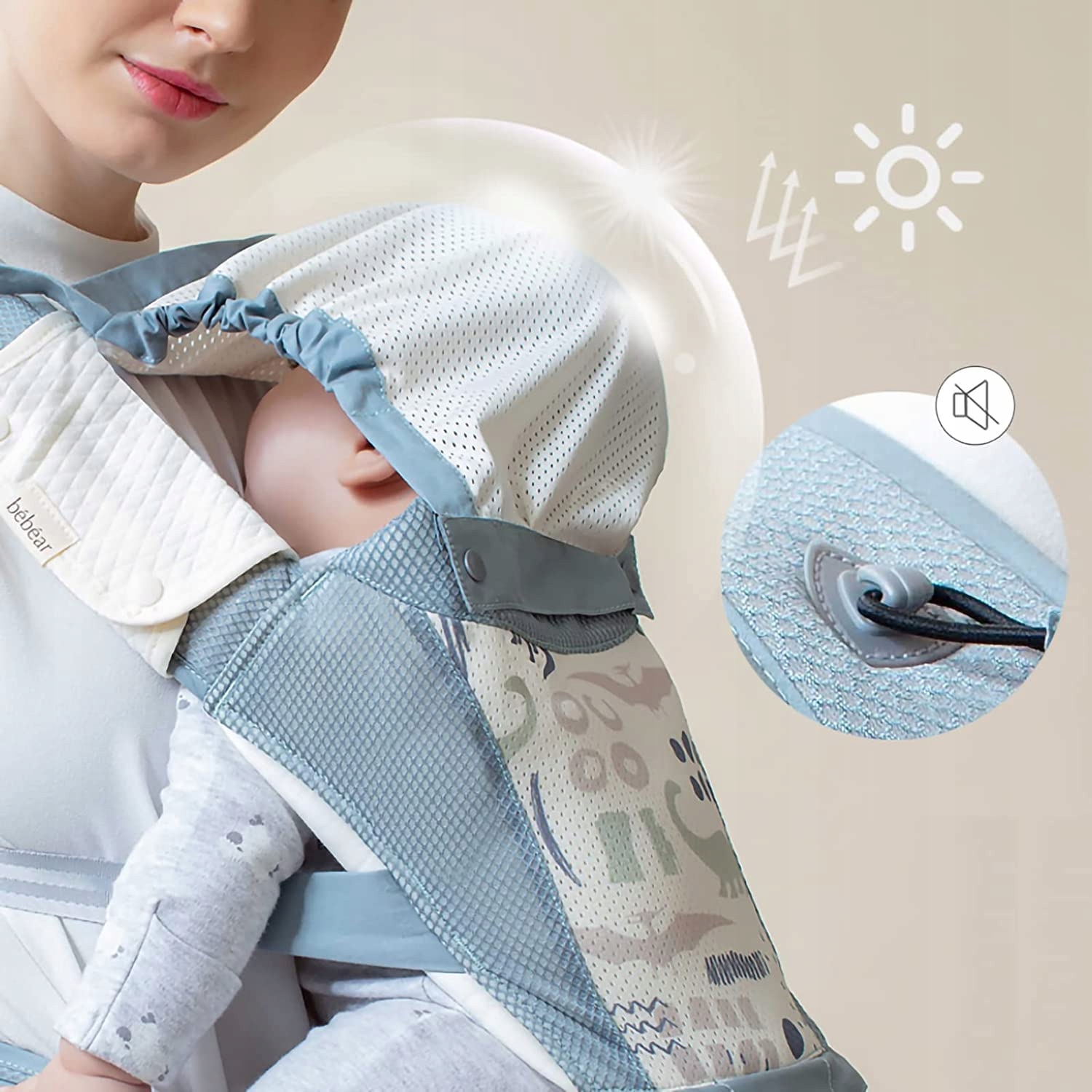 BEBEAR Nosidełko Ergonomiczne 6w1 3D Air Mesh Dla Niemowląt i Dzieci — miniatura 5
