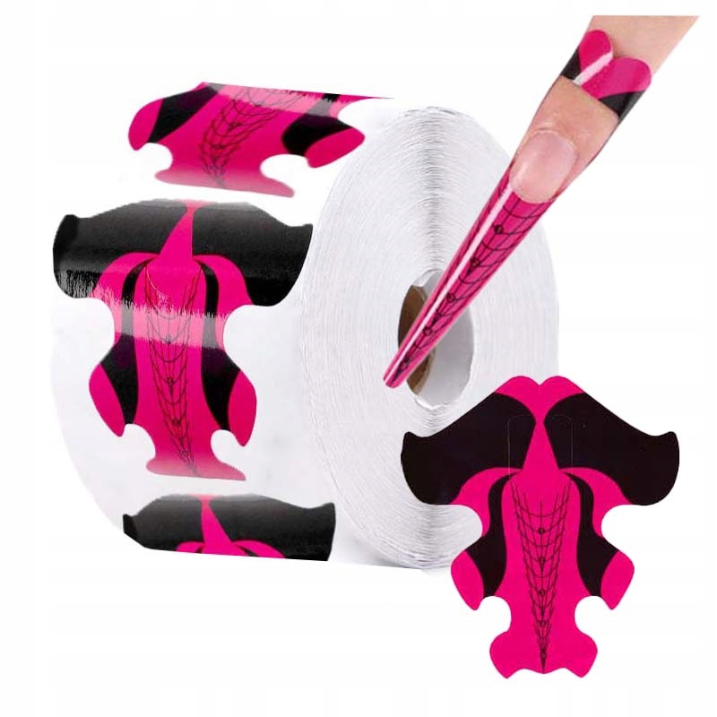 Formy Do Paznokci Szablony Szerokie Do Przedłużania 500szt Czarno-Różowe