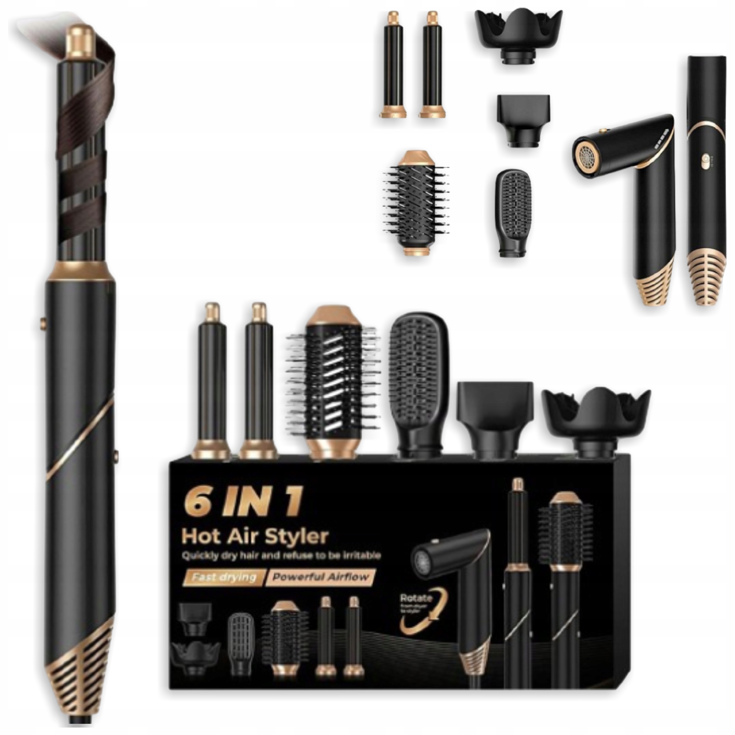 Profesionální Vysoušeč Vlasů, Výkonná Multifunkční Kulma 6 V 1,1000 W