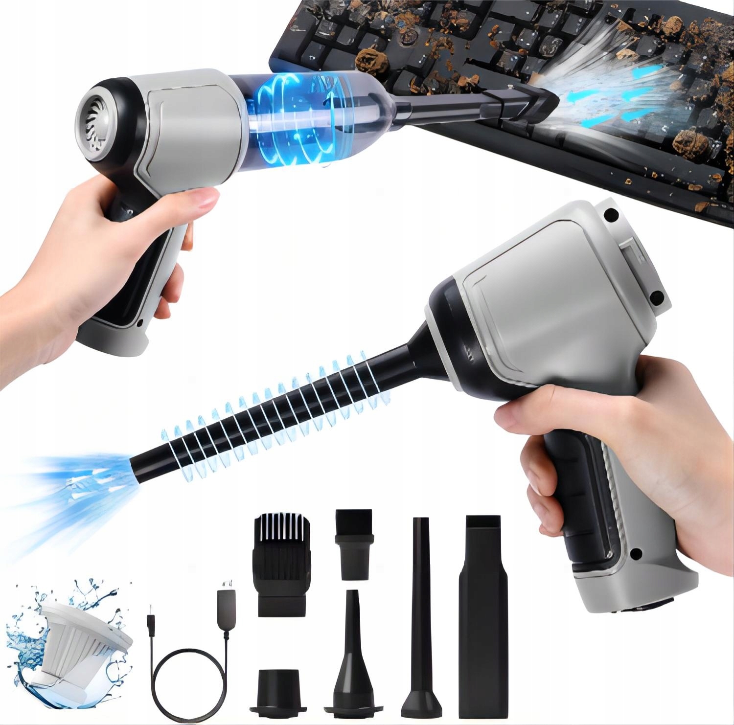 ODKURZACZ BEZPRZEWODOWY MINI RĘCZNY SAMOCHODOWY MOCNY CICHY uniwersalny 3W1