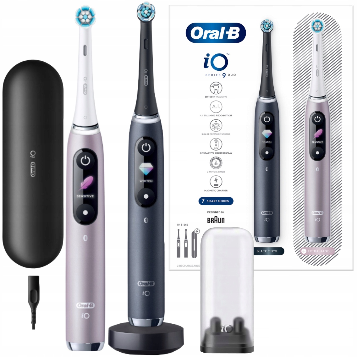 Szczoteczki Elektryczne Oral-B iO Series 9 Duo Różowa i Czarna Magnetyczne