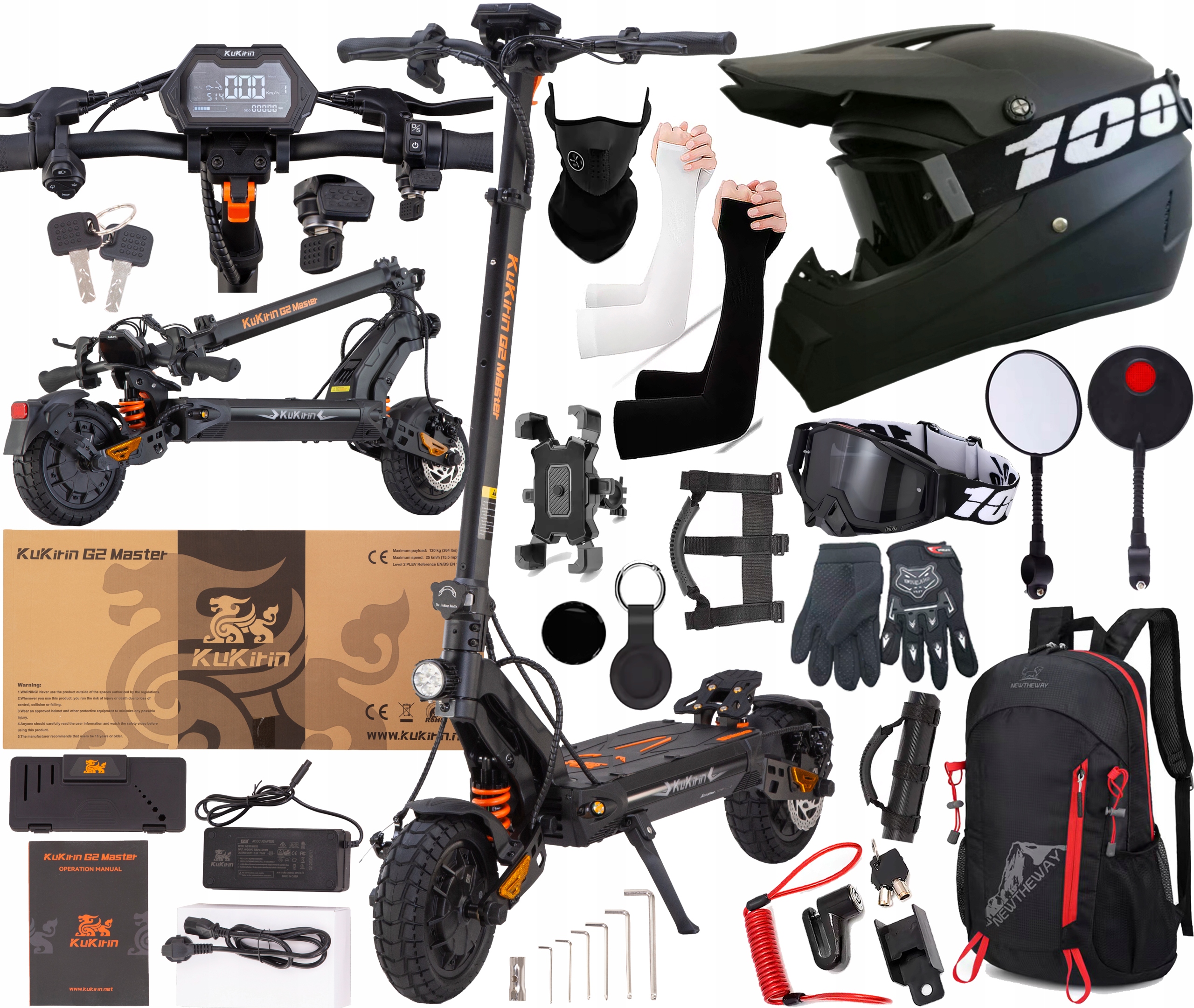 KuKirin G2 Master Elektrické vozidlo 2000W 52V 20,8AH 60KM/H +11 Dárek Pl