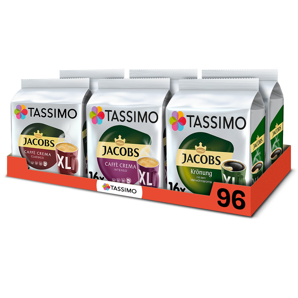 Kapsułki Tassimo Megapack XXL kawy czarne, 5+1 opakowanie Gratis! [96 kaw]