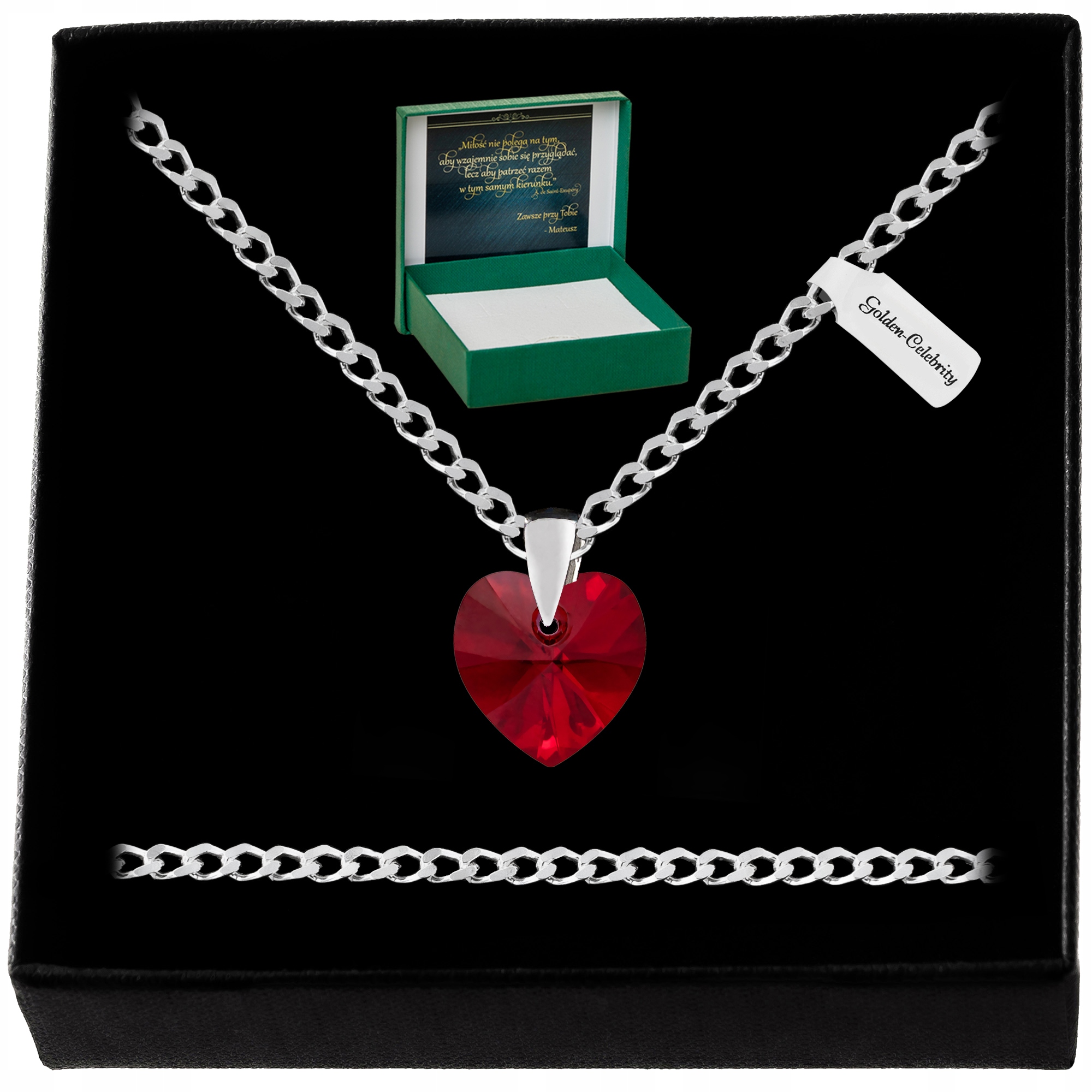 Stříbrný Řetízek Srdce Swarovski 925 Náhrdelník Přívěsek Pro Tchýni