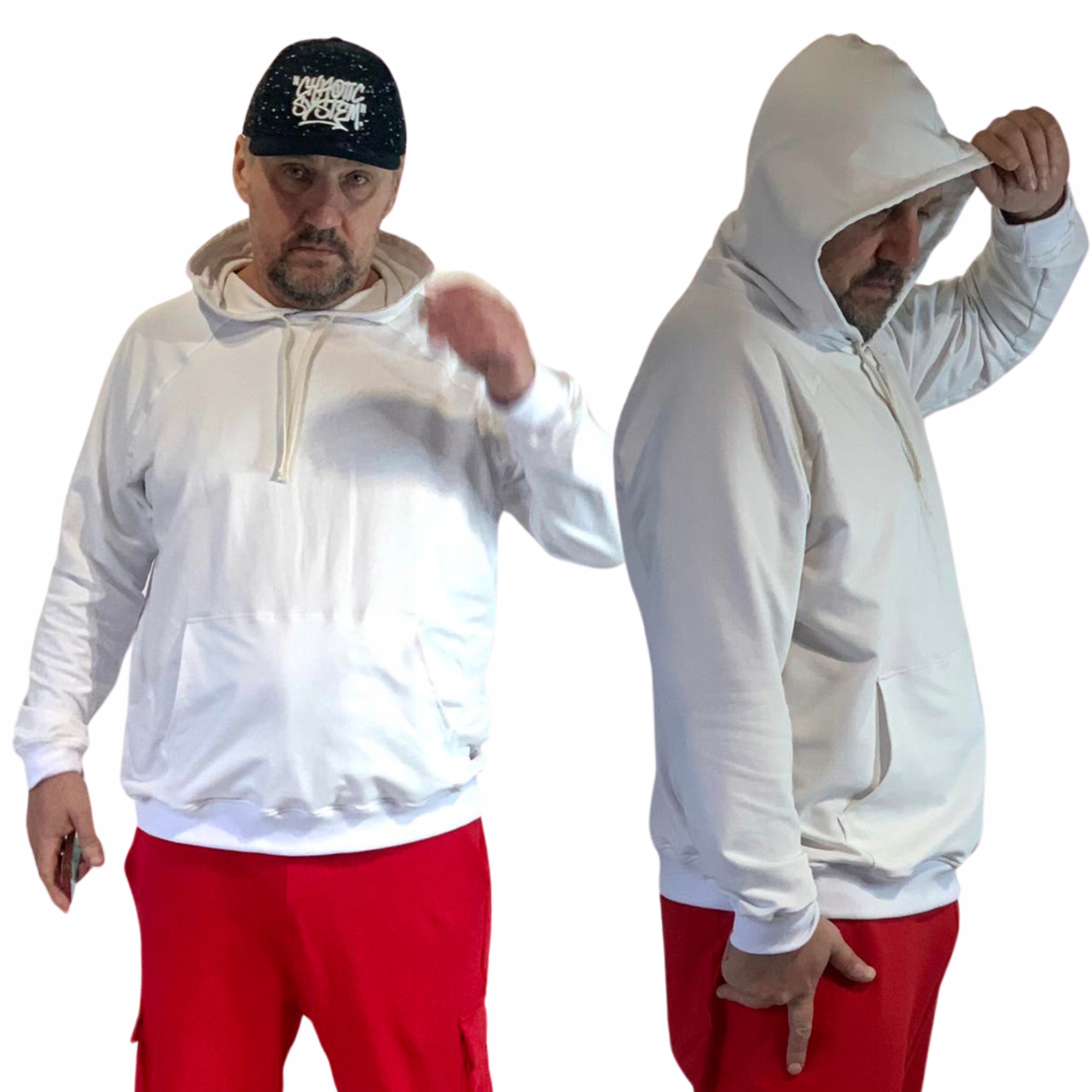 Pánská mikina s kapucí (klokanka) Bílá vel. XXXL