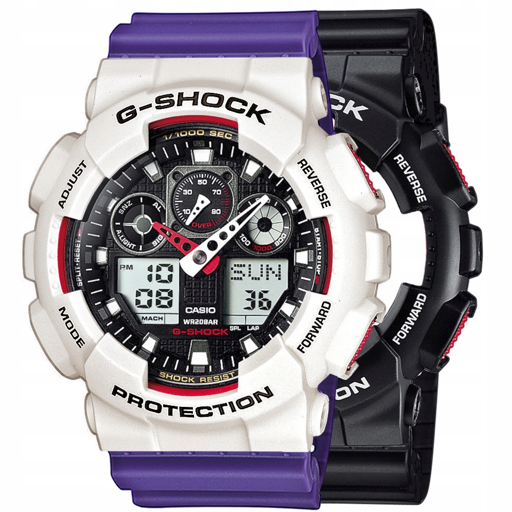 Set G-shock GA-100-1A4ER Bílý Fialový