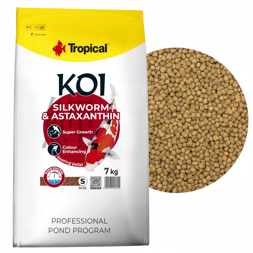 Tropical Koi Silkworm&Astaxanthin S 7 kg Krmivo pro kapry Koi jezírko