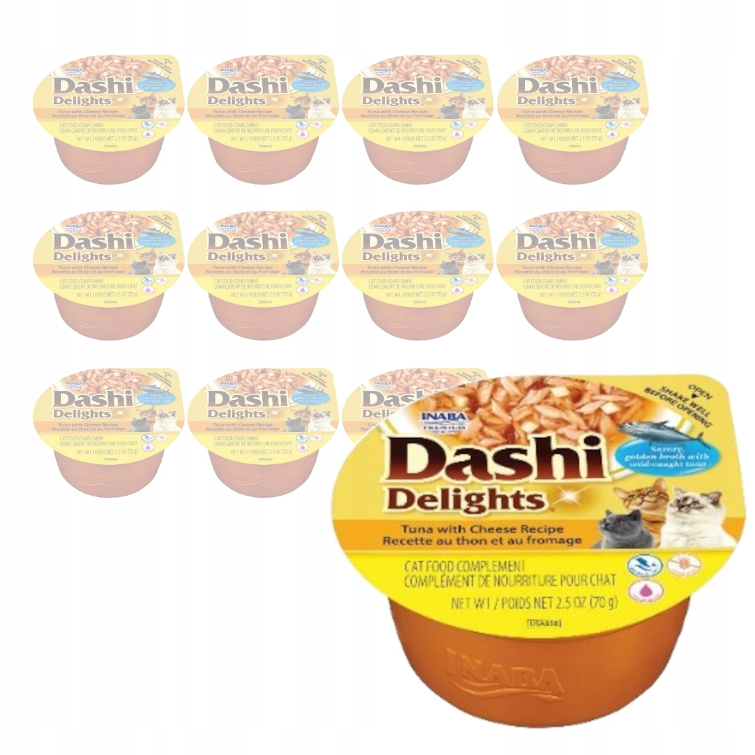 Levně Inaba Cat Dashi Delights 12x70g Doplňkové Krmivo Pro Kočky s tuňákem a sýrem