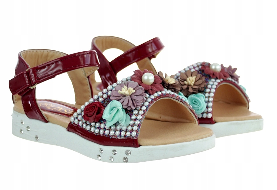 

Sandałki Buty Dziecięce Wygodne Bordowe 5992 r. 28
