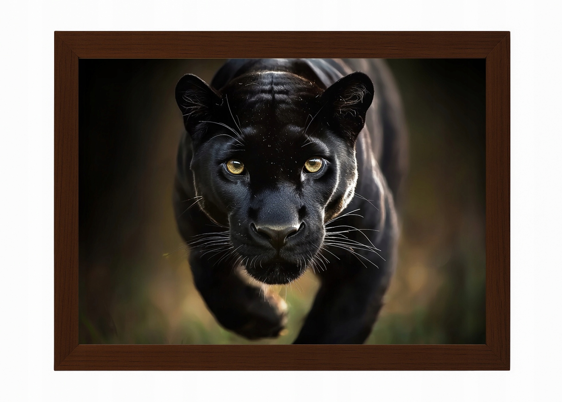 Dřevěný Rámeček Plakát Zvíře Predátor Kočka Černý Panter Puma 100x70