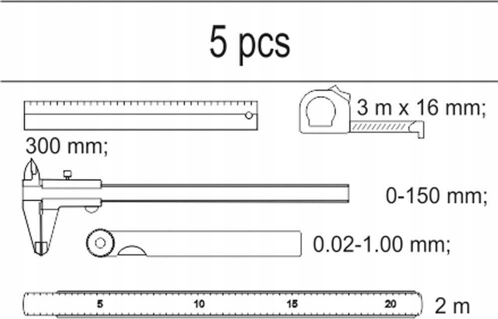 NARZĘDZIA POMIAROWE WKŁAD DO SZUFLADY YATO 5 ELEM. Kod producenta YT-55474