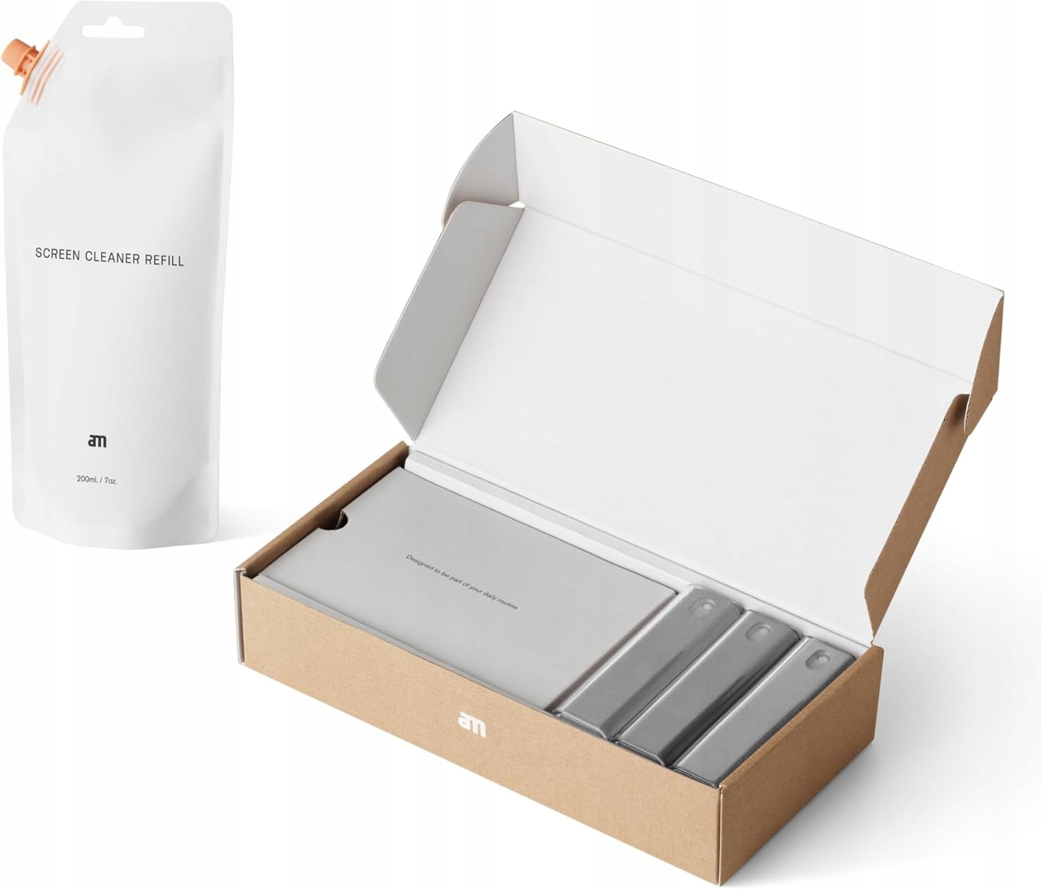 Sada na čištění obrazovky 3x Čistič 2v1 Tekutý sprej Mikrovlákno Náhradní náplň