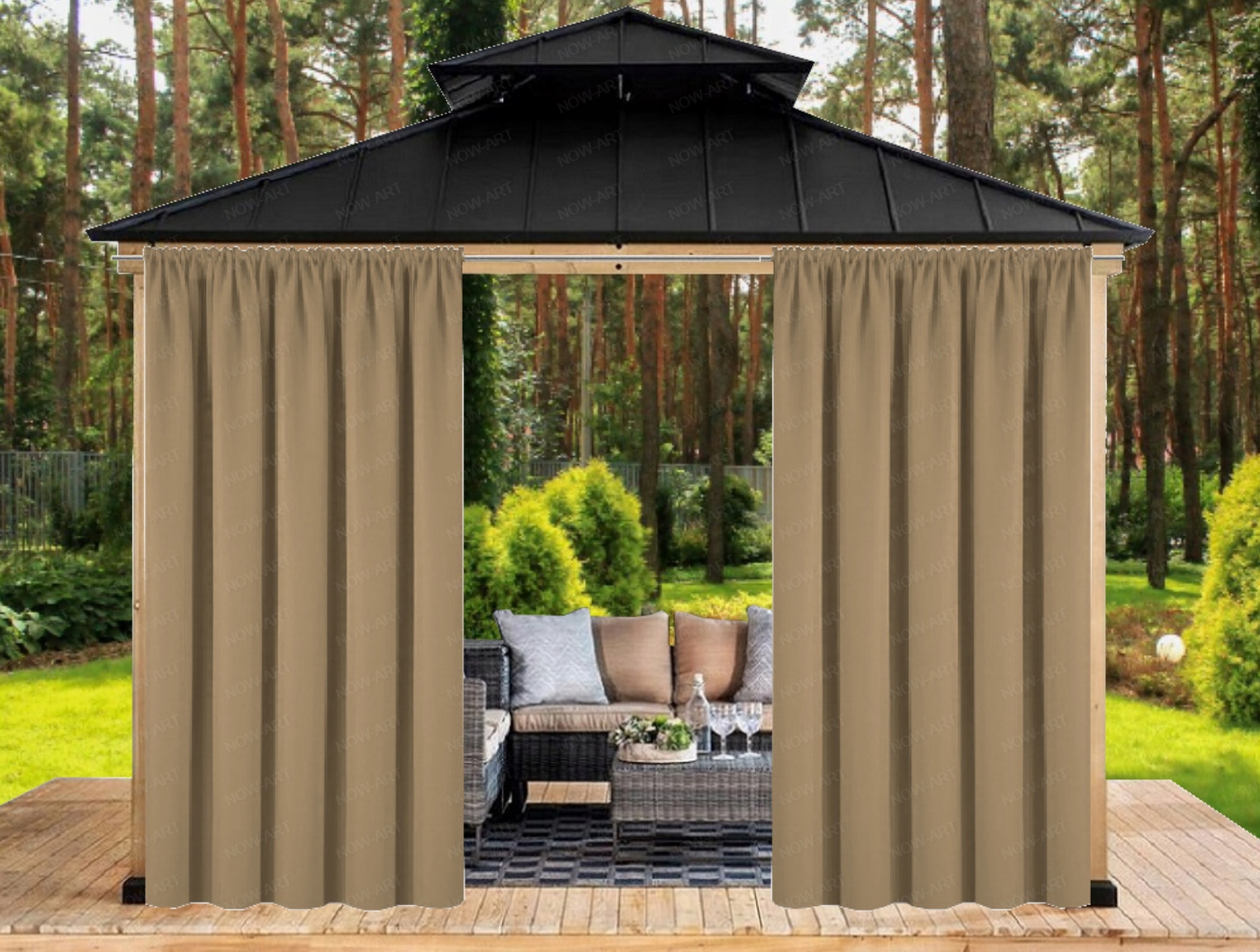 ZASŁONY WODOODPORNE OGRODOWE 155x200 TUNEL PERGOLA Długość 2 m