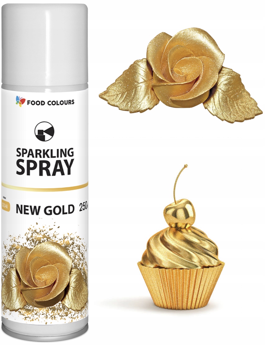 Levně Metalické barvivo Barva Ve Spreji Jedlá New Gold Nové Zlaté 250 ml