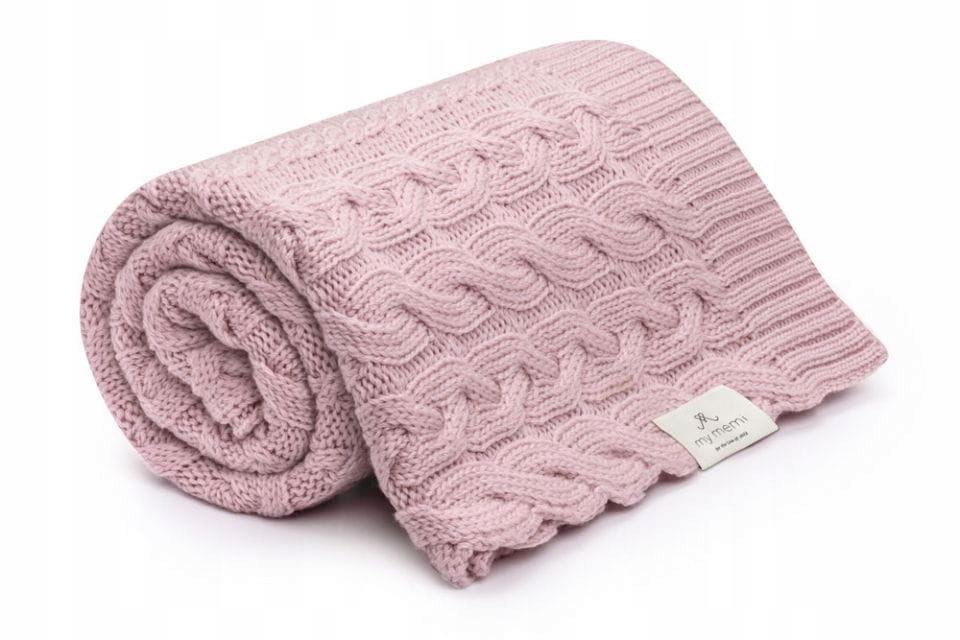 

Koc Warkocz 100% Wełna Merino Powder Pink My Memi