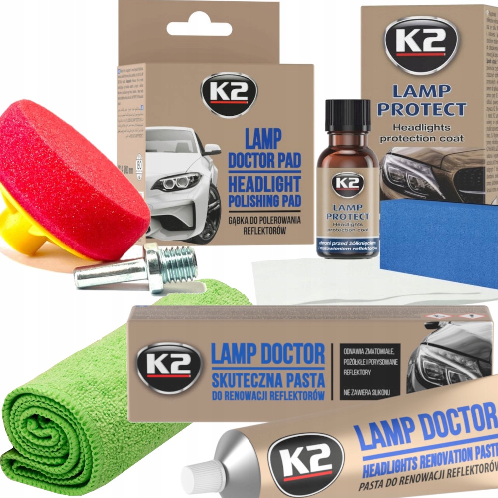 KOMPLETNY ZESTAW K2 POLEROWANIA REGENERACJI LAMP