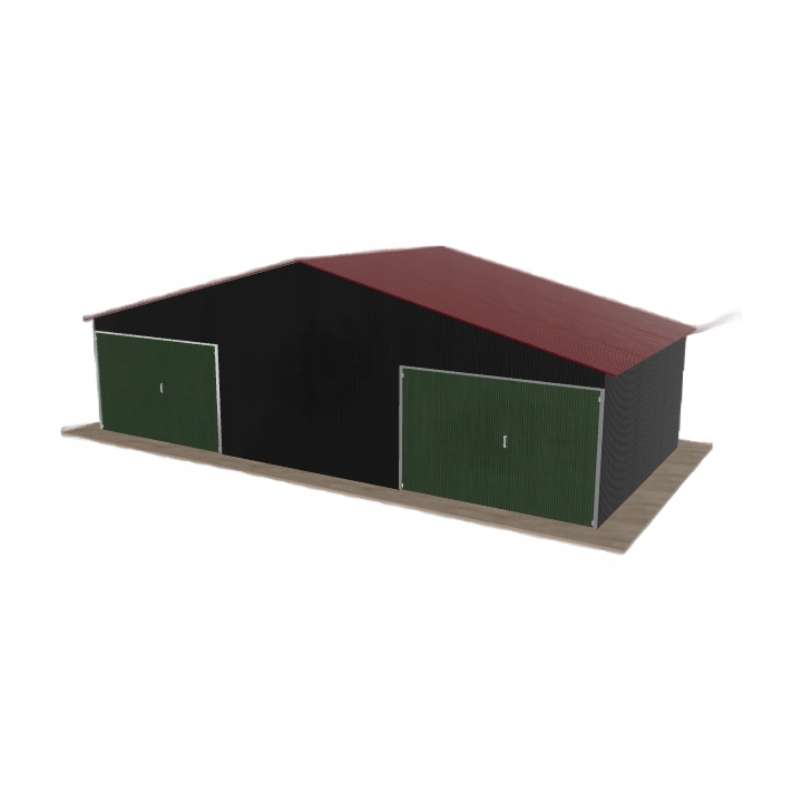 Plechová garáž 9.5 x 4.5 m dvoupolohová, dvoupolohová, černá