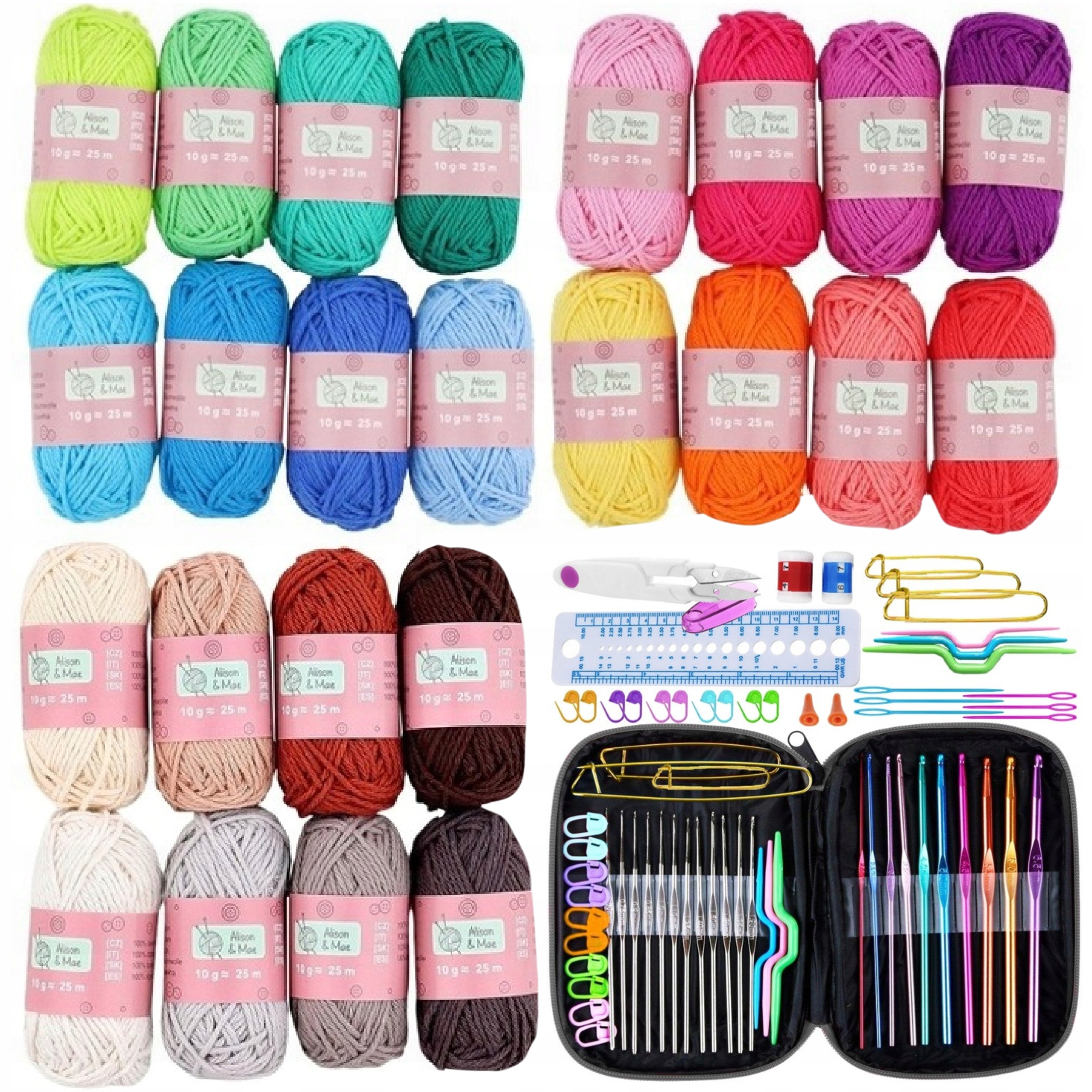Sada Háčkování V Pouzdro Bavlněné Příze 24ks Háčkování Bavlněná Příze