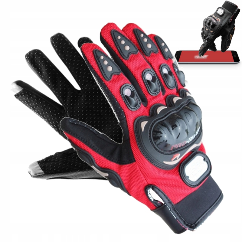 Rękawice motocyklowe Pro Biker rękawiczki dotykowe XL Czerwone
