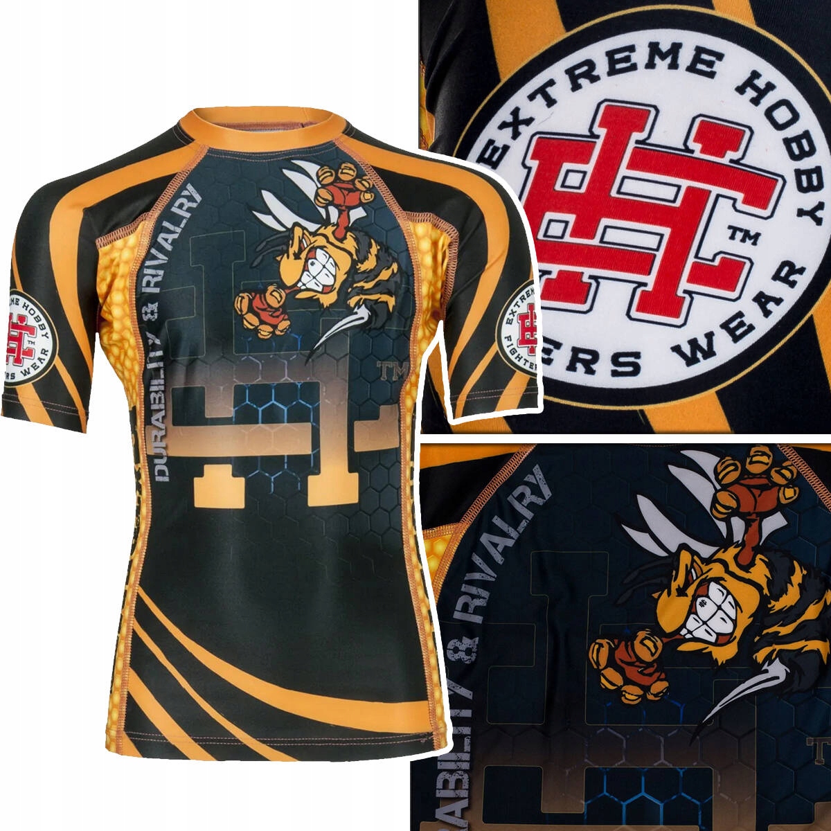 Koszulak Rashguard dziecięcy Extreme Hobby Angry Wasp Czarny r. 128 cm