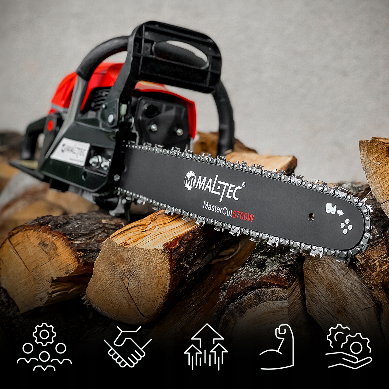 PIŁA ŁAŃCUCHOWA SPALINOWA PILARKA PROWADNICE OLEJ 5,7KM DUŻY ZESTAW MOCNA Producent łańcucha Maltec