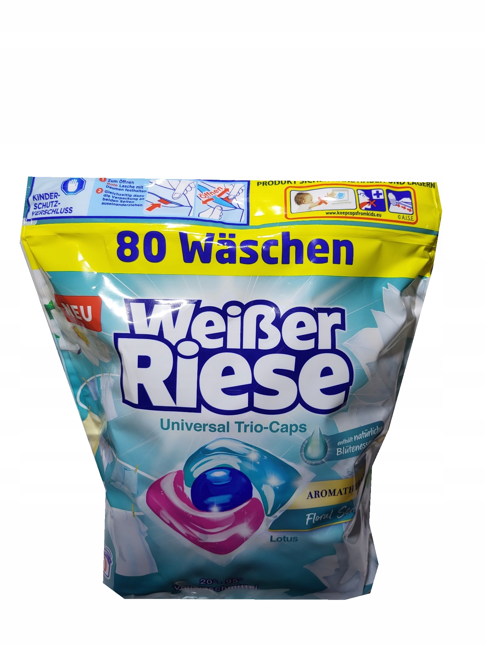 Levně Kapsle na praní Weisser Riese Universal Trio-Caps vůně lotosu 80 ks