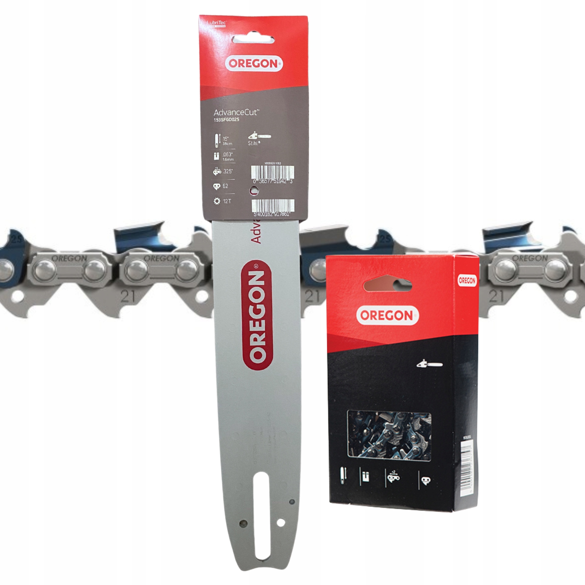 Prowadnica Łańcuch 15" .325" 1,6mm 62 Ogniwa Do Stihl MS290 MS390 MS360