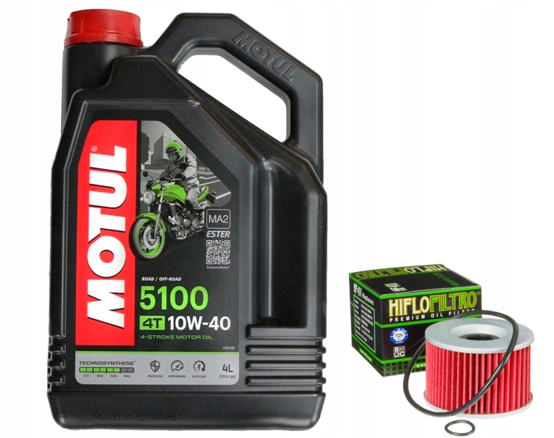Zestaw Olej Motul 5100 10W40 4L Filtr HF401 Honda Kawasaki Yamaha