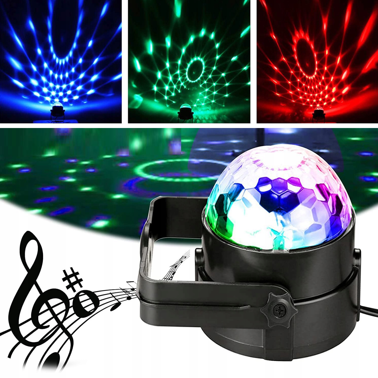 KULA PROJEKTOR DYSKOTEKOWY DISCO REFLEKTOR LED RGB KOLOROFON LASER + PILOT Marka Inna