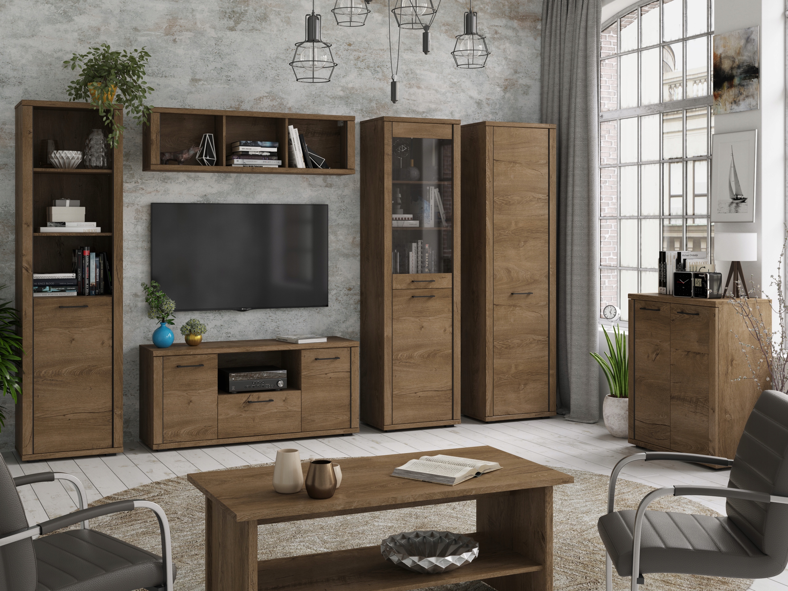 REGAŁ SŁUPEK SZAFKA stojąca 57 cm dąb lefkas Szerokość mebla 57.2 cm