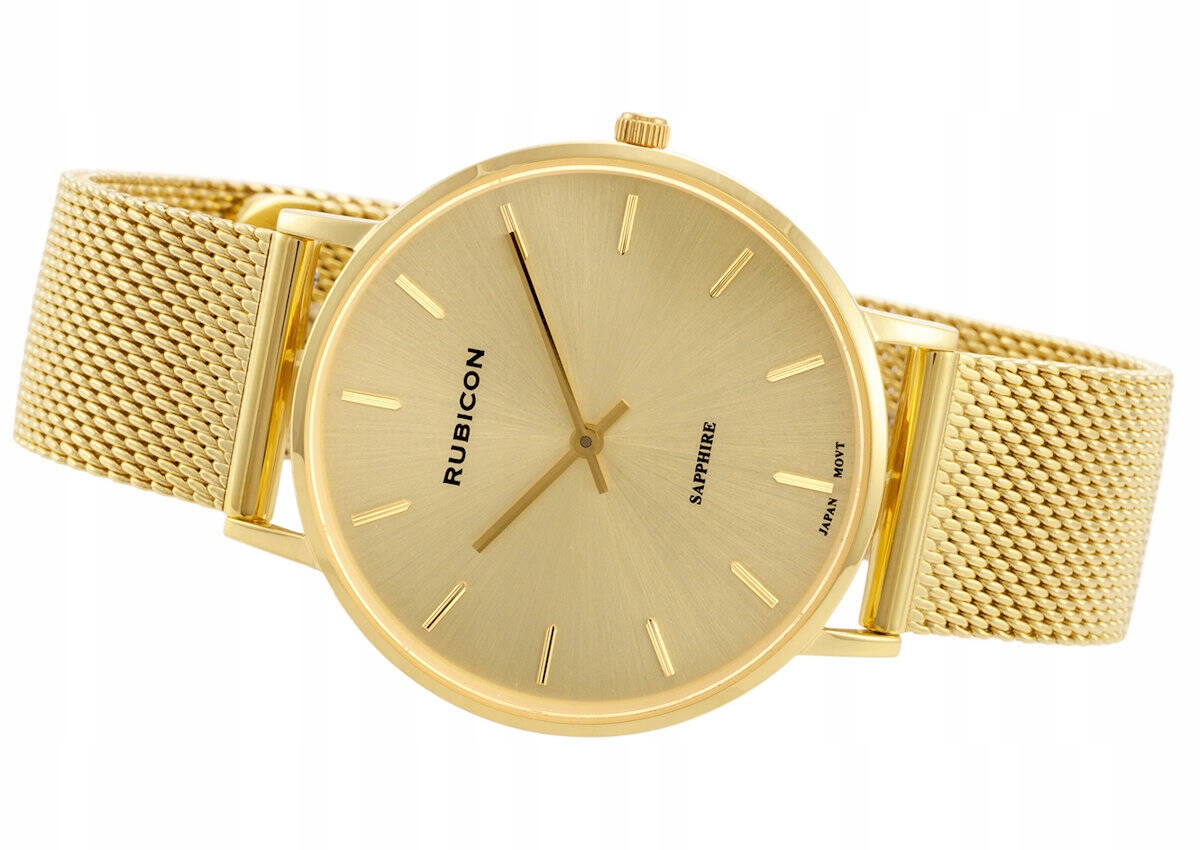 Elegantní Dámské Bižuterní Hodinky Rubicon RNBD76, Zlatý Mesh Saphire