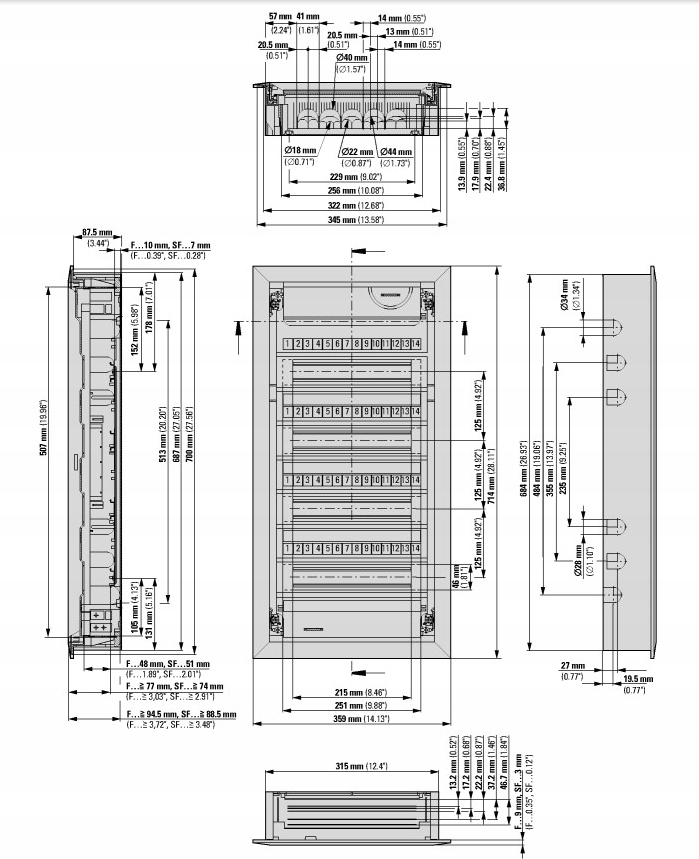Rozdzielnica podtynkowa p/t 4x12S KLV-48UPS-F Stopień ochrony IP IP30
