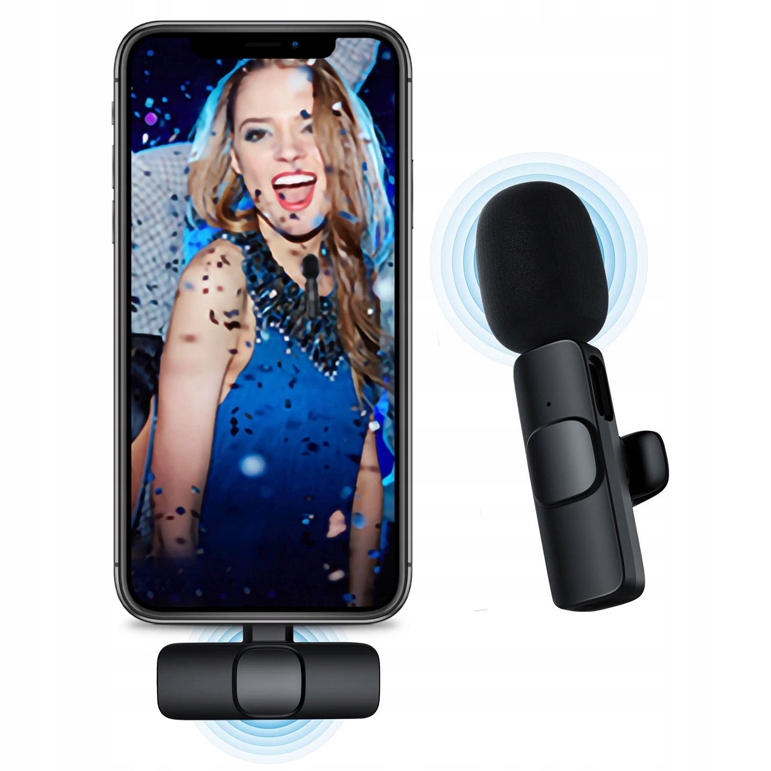 BEZPRZEWODOWY MIKROFON KRAWATOWY USB-C Dla Android Apple iPhone 15 Model SSF_IS33883BL