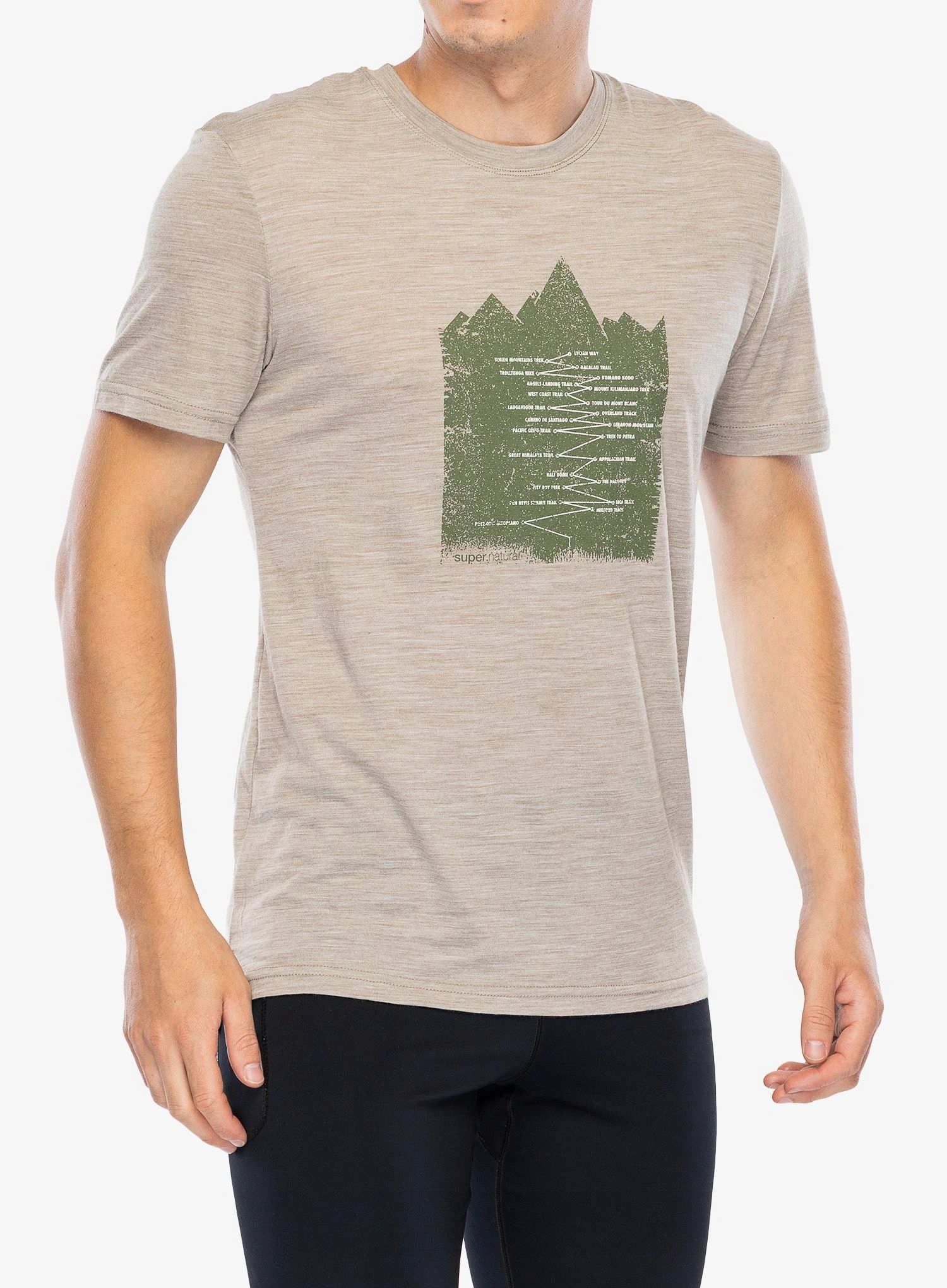 Merino tričko Super.natural Mountain Trail Tee v.kha mel/chieve M